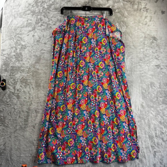 Unbranded Dresses & Skirts - Unbranded Floral Wrap Skirt Women OS Blue Pink Maxi Boho Festival (1812)